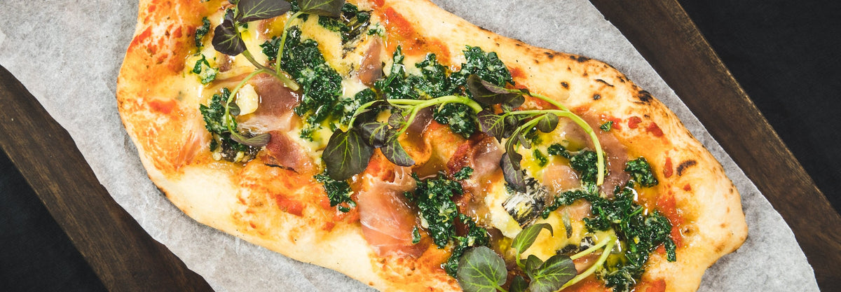 James Goldings’ Coppa and Salsa Verde Flatbread - Gozney . Roccbox recipe poster image