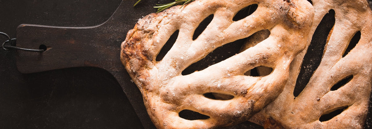 Rosemary, Red Onion & Pecorino Fougasse - Gozney . Roccbox recipe poster image