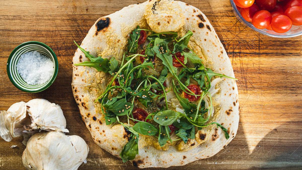 Hummus Pizza - Gozney Recipes - Gozney pizza ovens recipe poster image