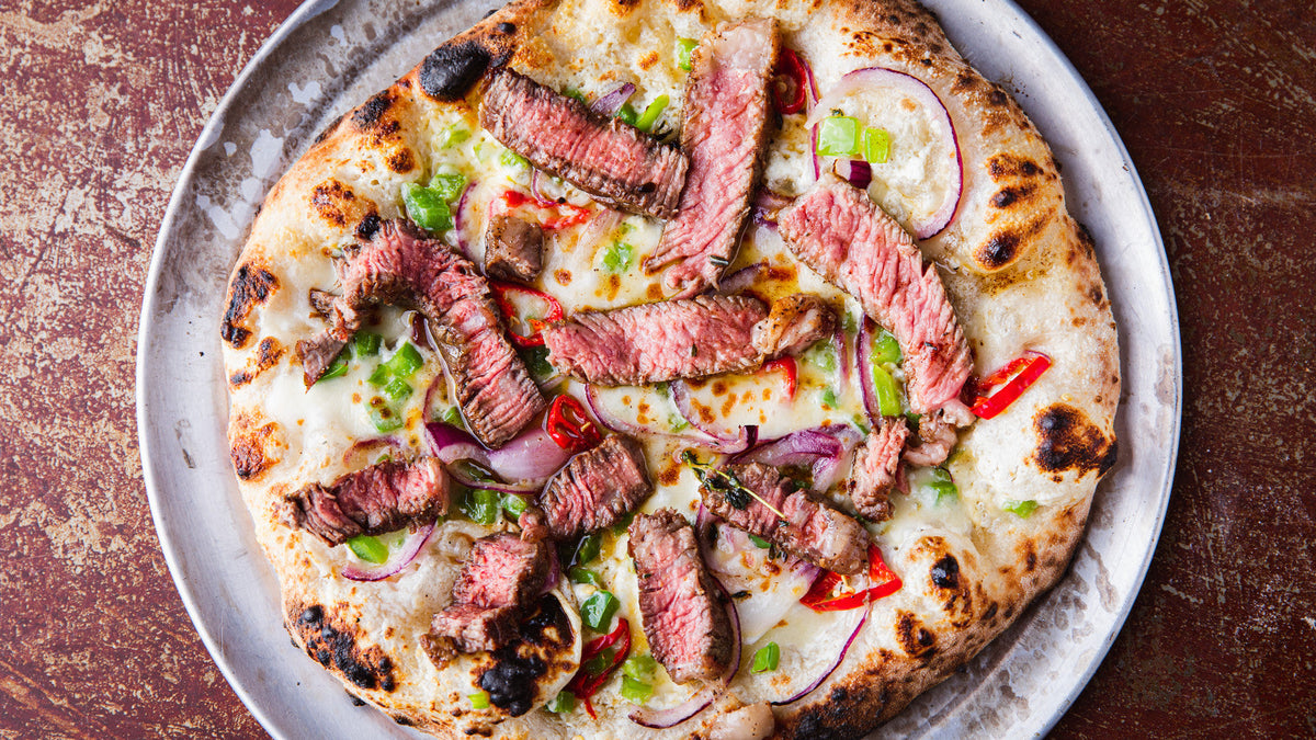 Philly Cheesesteak Pizza - Gozney Recipes - Pizza oven recipe poster image