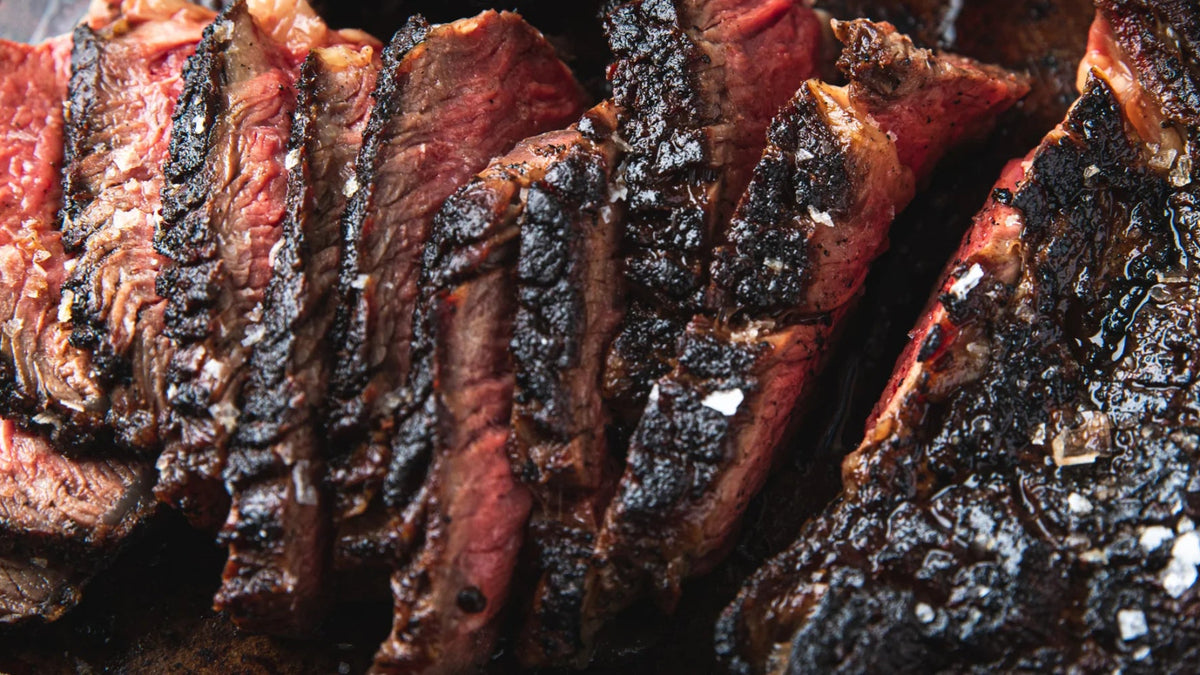 Steak cut into strips