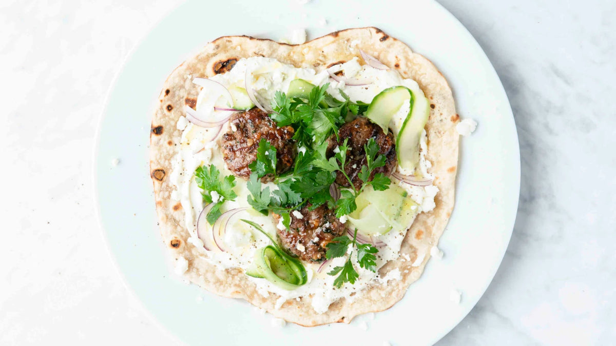 Lamb Kofte with Yoghurt & Mint Dressing recipe poster image